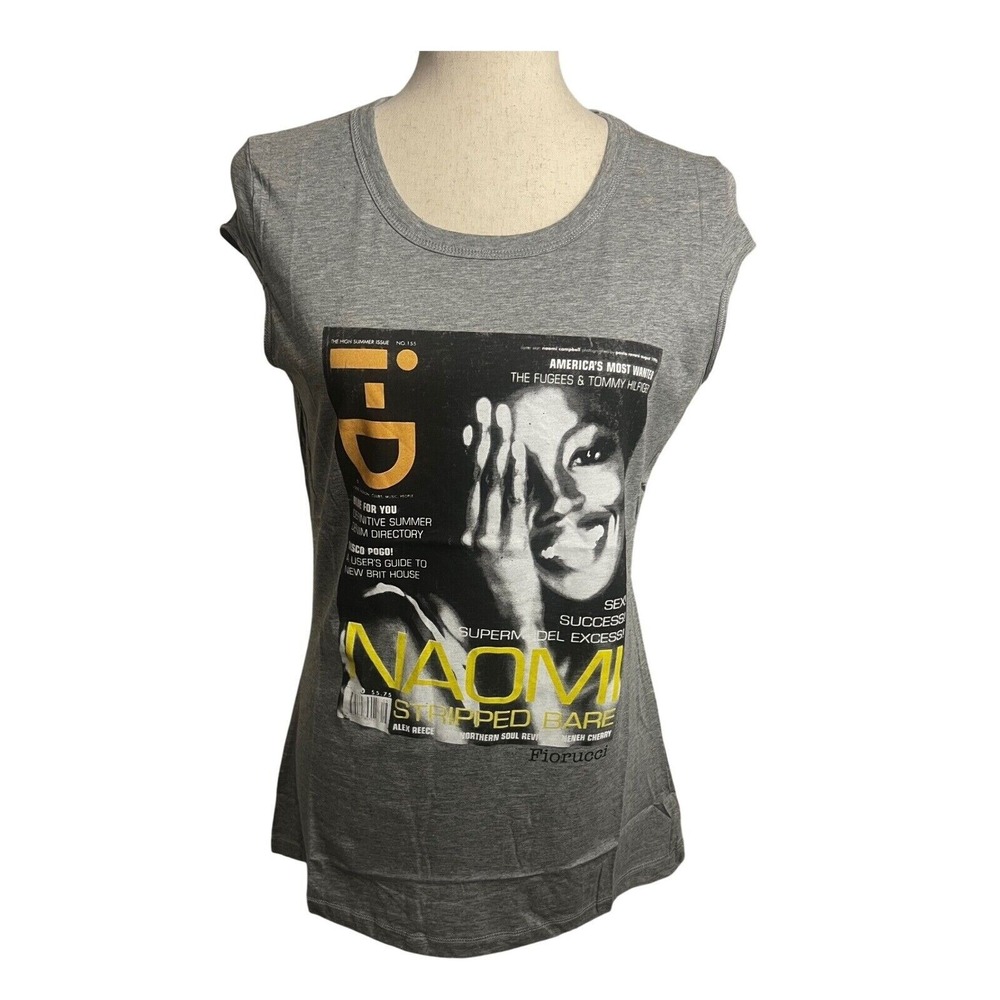 NWT Fiorucci X Naomi Campbell Collab Gray Cap Sleeve Tee Short Sleeve T-Shirt